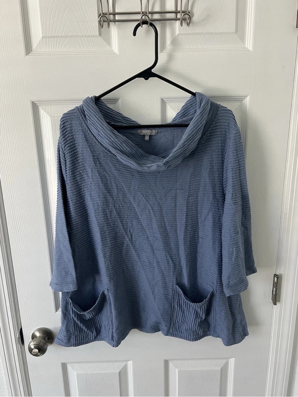 Habitat Dusty Blue Textured Cowl-Neck Top